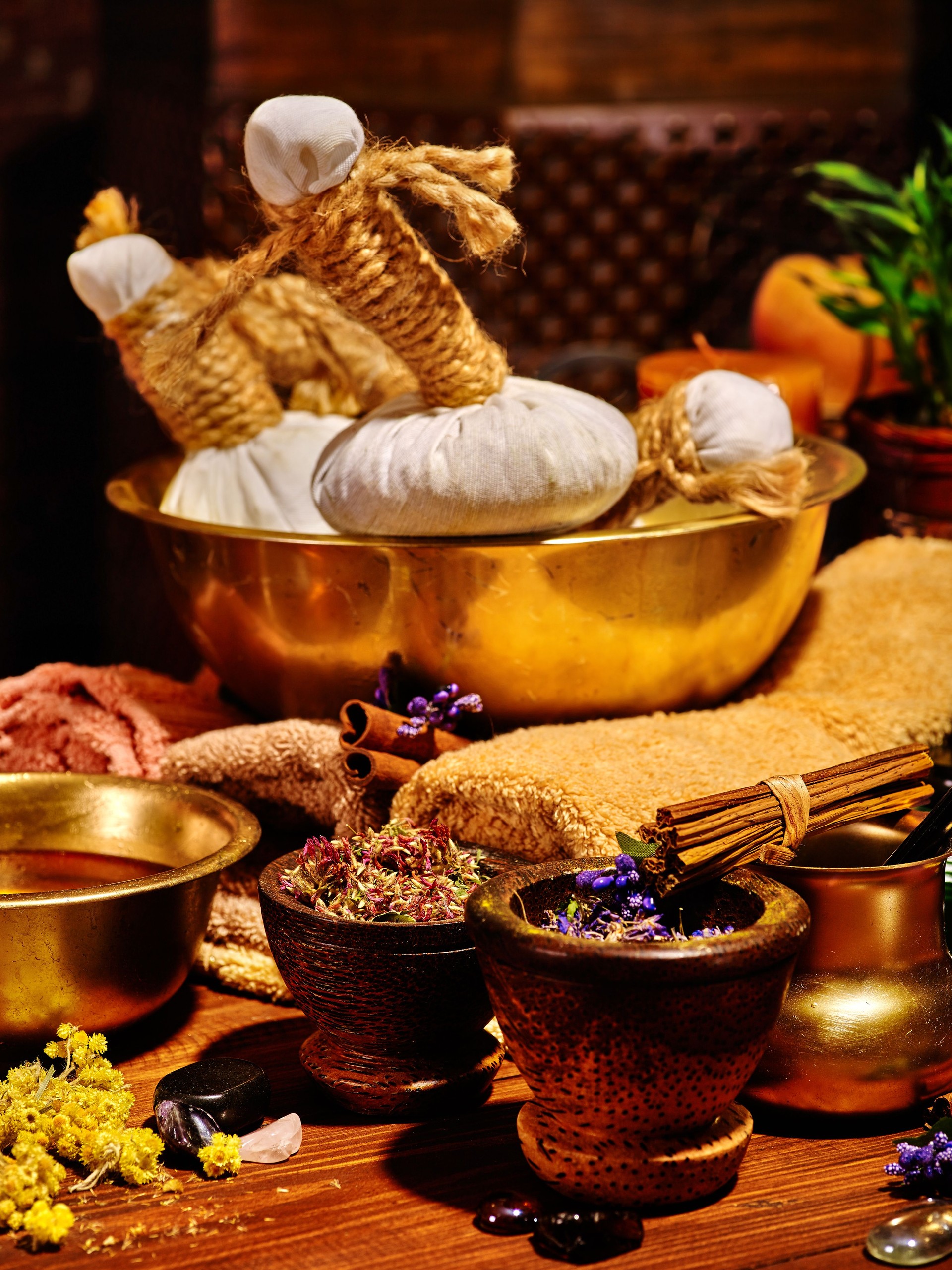 Ayurvedic spa massage still life